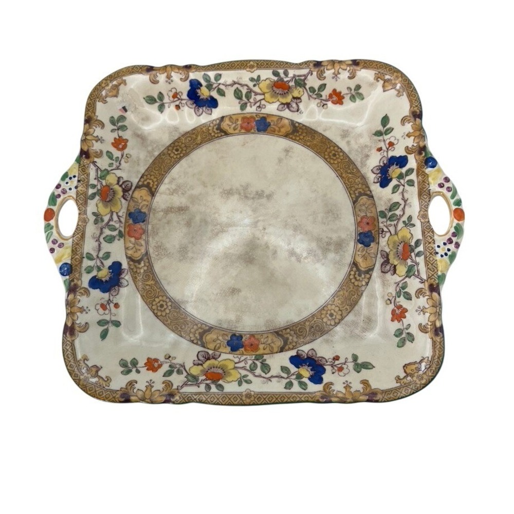 Masons Patent Ironstone China England C4947 Floral Square Handled Antique